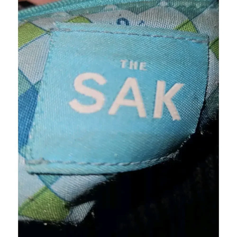 The SAK Black Crochet Purse Bag Zip Closure Interior Pockets
